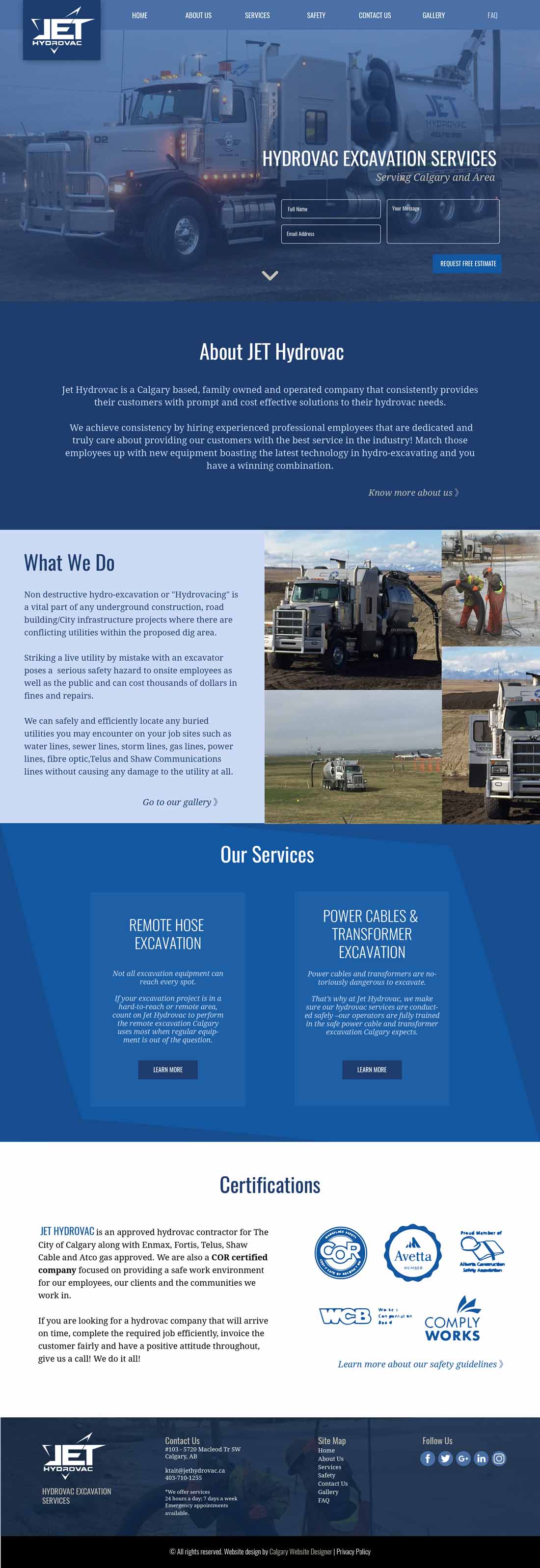 Jet Hydrovac website design mockup