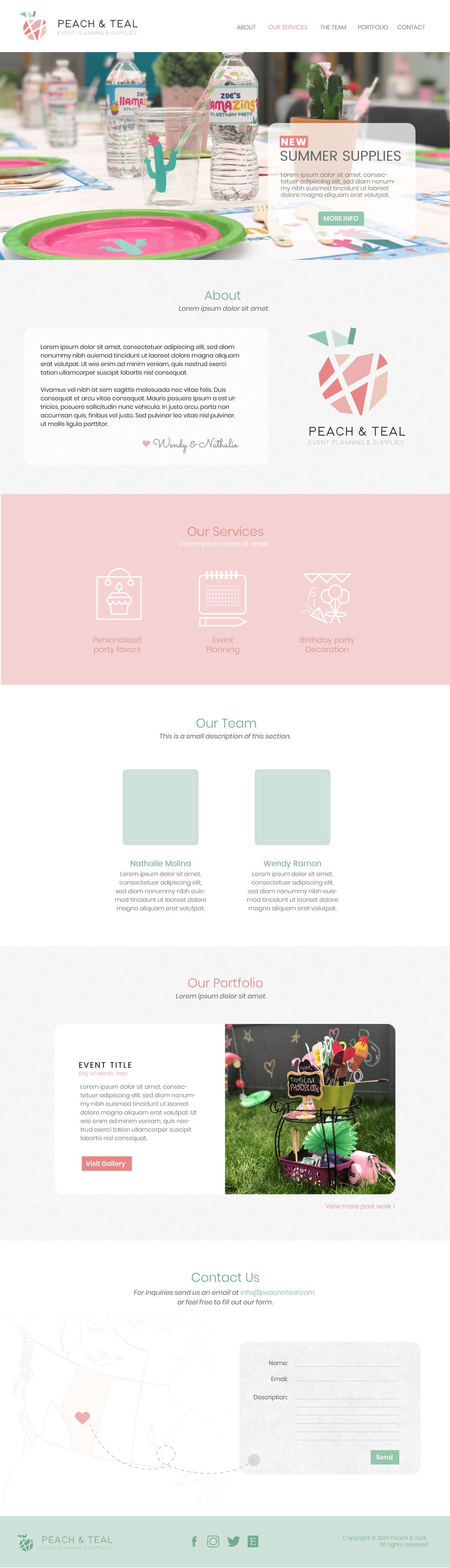 PeachnTeal website design mockup