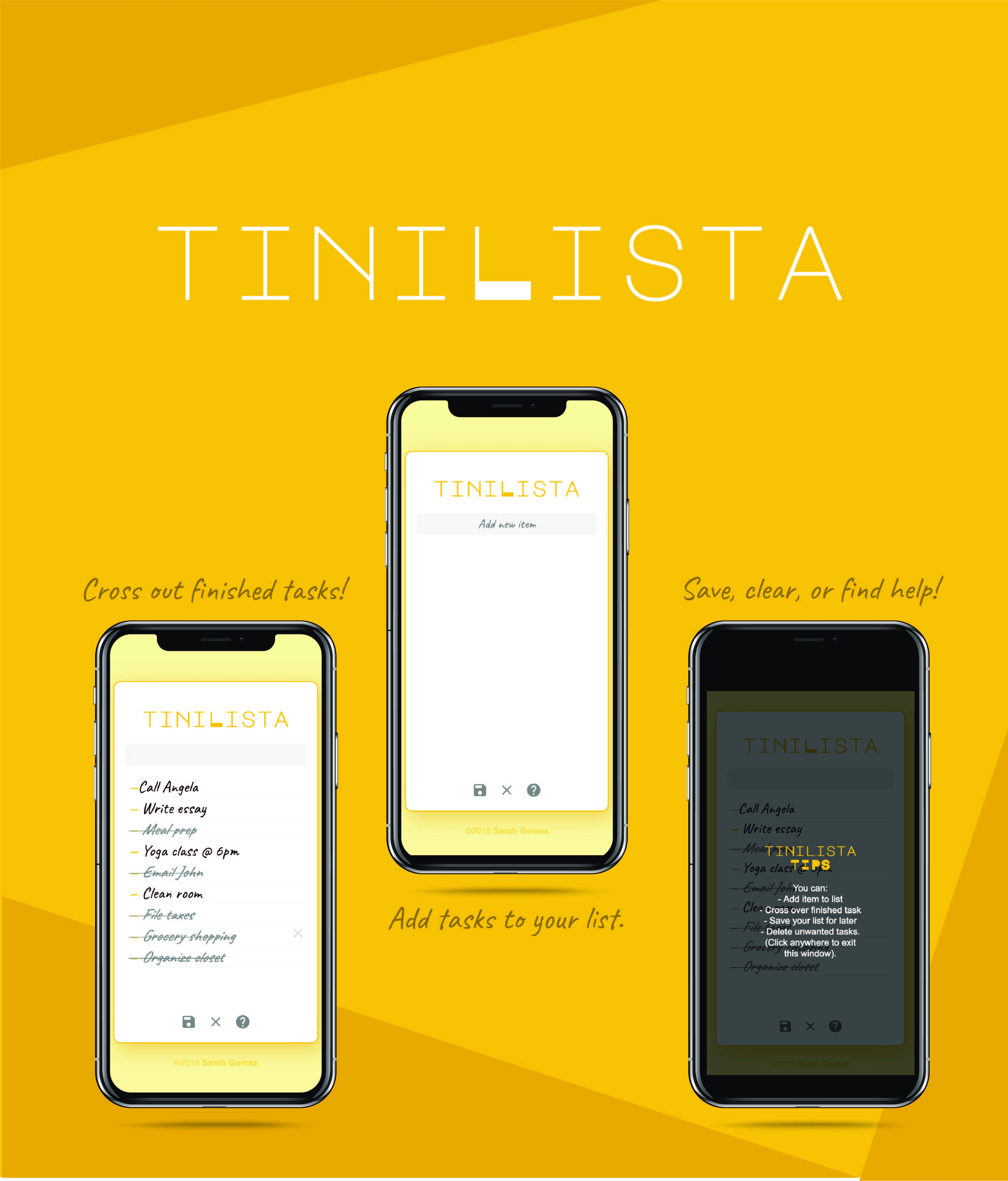 tiniLista app design mockup